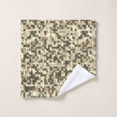 Overlappende kleine vierkantjes in tonen bruin tot bad handdoek (Wasdoekje)