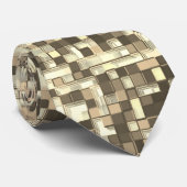 Overlappende kleine vierkantjes in tonnen bruin be stropdas (Opgerold)