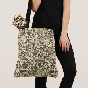 Overlappende kleine vierkantjes in tonnen bruin be tote bag