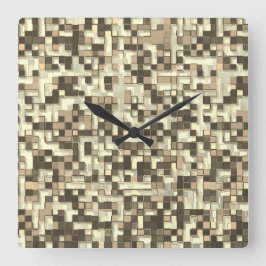 Overlappende kleine vierkantjes in tonnen bruin be vierkante klok