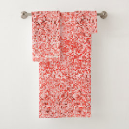 Overlappende kleine vierkantjes, tonen van rood of bad handdoek