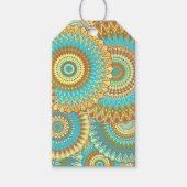 Overlappende Mandala Blauw Bruin Goud Cadeaulabel (Voorkant)