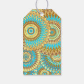 Overlappende Mandala Blauw Bruin Goud Cadeaulabel (Achterkant)