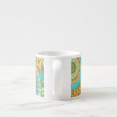 Overlappende Mandala Blauw Bruin Goud Espresso Kop (Achterkant)