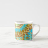 Overlappende Mandala Blauw Bruin Goud Espresso Kop (Rechts)