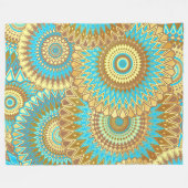 Overlappende Mandala Blauw Bruin Goud Fleece Deken (Voorkant (Horizontaal))