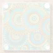 Overlappende Mandala Blauw Bruin Goud Glazen Onderzetter (Achterkant)