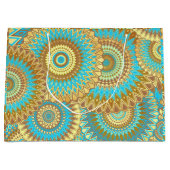 Overlappende Mandala Blauw Bruin Goud Groot Cadeauzakje (Voorkant)