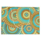 Overlappende Mandala Blauw Bruin Goud Groot Cadeauzakje (Achterkant)