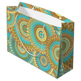 Overlappende Mandala Blauw Bruin Goud Groot Cadeauzakje