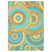 Overlappende Mandala Blauw Bruin Goud Klembord (Achterkant)