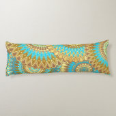 Overlappende Mandala Blauw Bruin Goud Lichaamskussen (Achterkant)