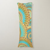 Overlappende Mandala Blauw Bruin Goud Lichaamskussen (Voorkant Verticaal)