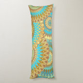 Overlappende Mandala Blauw Bruin Goud Lichaamskussen (Achterkant (Verticaal))
