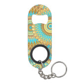 Overlappende Mandala Blauw Bruin Goud Mini Flessenopener (Achterkant)