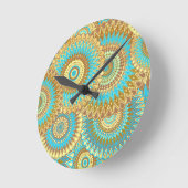 Overlappende Mandala Blauw Bruin Goud Ronde Klok (Hoek)