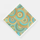 Overlappende Mandala Blauw Bruin Goud Servet (Hoek)
