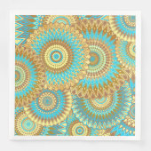 Overlappende Mandala Blauw Bruin Goud Servet (Voorkant)