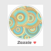 Overlappende Mandala Blauw Bruin Goud Sticker (Vel)