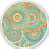 Overlappende Mandala Blauw Bruin Goud Sticker (Voorkant)