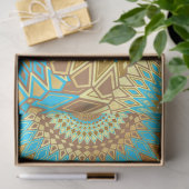 Overlappende Mandala Blauw Bruin Goud Tissuepapier (Geschenk)