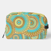 Overlappende Mandala Blauw Bruin Goud Toilettasje (Achterkant)