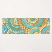 Overlappende Mandala Blauw Bruin Goud Yogamat (Voorkant (horizontaal))