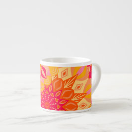 Overlappende Mandala Oranje Roze Geel Espresso Kop