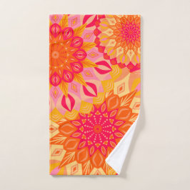Overlappende Mandala Oranje Roze Geel Handdoek