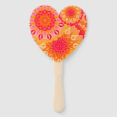 Overlappende Mandala Oranje Roze Geel Handwaaier (Voorkant)
