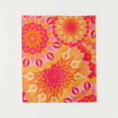 Overlappende Mandala Oranje Roze Geel Klein Wandkleed (Voorkant)