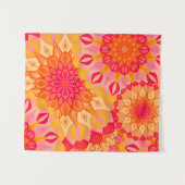 Overlappende Mandala Oranje Roze Geel Klein Wandkleed (Voorkant (horizontaal))