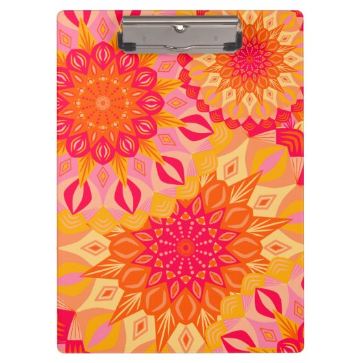 Overlappende Mandala Oranje Roze Geel Klembord (Voorkant)