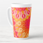 Overlappende Mandala Oranje Roze Geel Latte Mok (Linkerhoek)