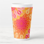 Overlappende Mandala Oranje Roze Geel Latte Mok (Voorkant)