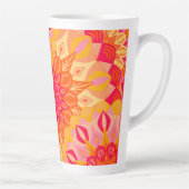 Overlappende Mandala Oranje Roze Geel Latte Mok (Rechts)
