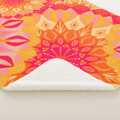 Overlappende Mandala Oranje Roze Geel Sherpa Deken (3/4)