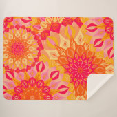 Overlappende Mandala Oranje Roze Geel Sherpa Deken (Voorkant (horizontaal))