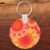 Overlappende Mandala Oranje Roze Geel Sleutelhanger (Voorkant)