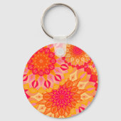 Overlappende Mandala Oranje Roze Geel Sleutelhanger (Achterkant)