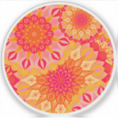 Overlappende Mandala Oranje Roze Geel Sticker (Voorkant)