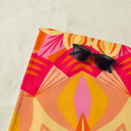 Overlappende Mandala Oranje Roze Geel Strandlaken