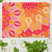 Overlappende Mandala Oranje Roze Geel Theedoek (Gevouwen)