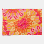 Overlappende Mandala Oranje Roze Geel Theedoek (Horizontaal)