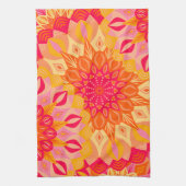 Overlappende Mandala Oranje Roze Geel Theedoek (Verticaal)
