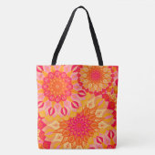 Overlappende Mandala Oranje Roze Geel Tote Bag (Voorkant)