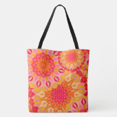 Overlappende Mandala Oranje Roze Geel Tote Bag (Achterkant)