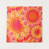 Overlappende Mandala Oranje Roze Geel Wandkleed (Voorkant (horizontaal))
