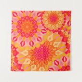 Overlappende Mandala Oranje Roze Geel Wandkleed (Voorkant)