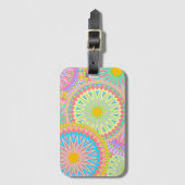 Overlappende Mandala Roze Blauw Geel Mint Paars Bagagelabel (Voorkant (verticaal))